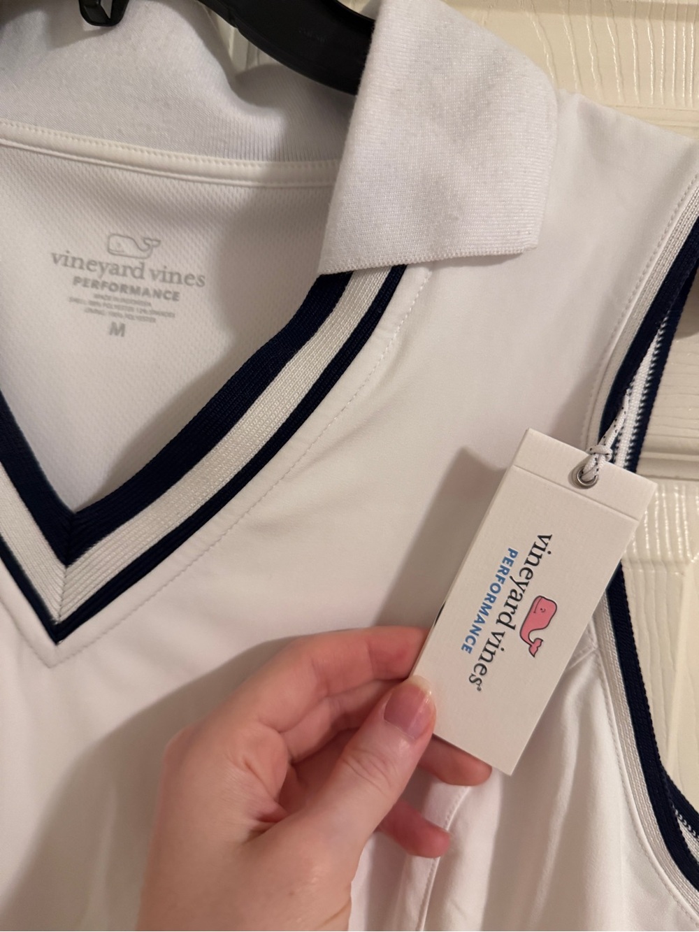 Vineyard Vines White Sleeveless Polo Dress with Navy Trim - Picture 3 of 4